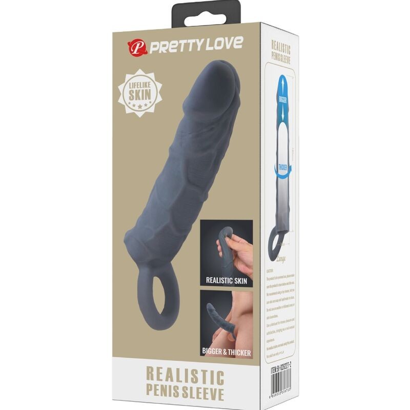 PRETTY LOVE FUNDA DE PENE DE PIEL REALaSTICA GRIS OSCURO