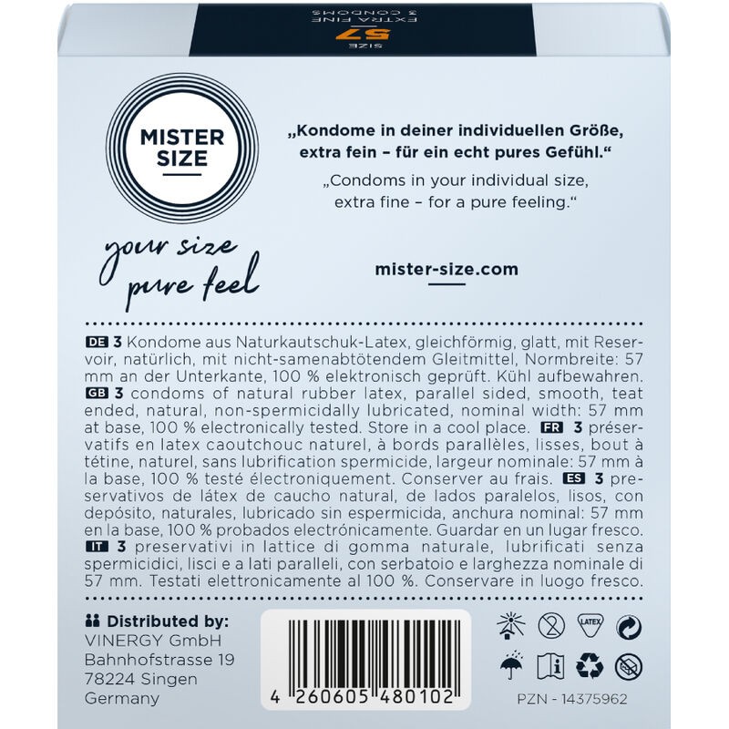 MISTER SIZE PRESERVATIVOS TALLA L 57 MM 3 UNIDADES