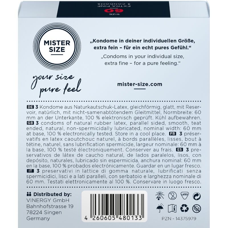 MISTER SIZE PRESERVATIVOS TALLA XL 60 MM 3 UNIDADES