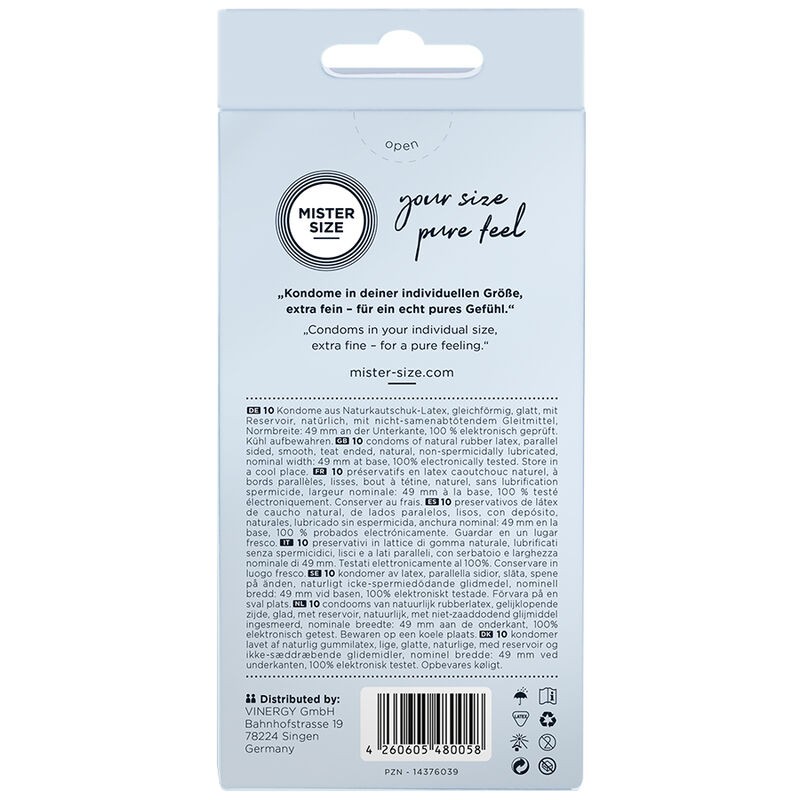 MISTER SIZE PRESERVATIVOS TALLA S 49 MM 10 UNIDADES