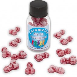 DIABLO PICANTE 12 CARAMELOS DE LA JUVENTUD FORMA PENE FRESA CEREZA