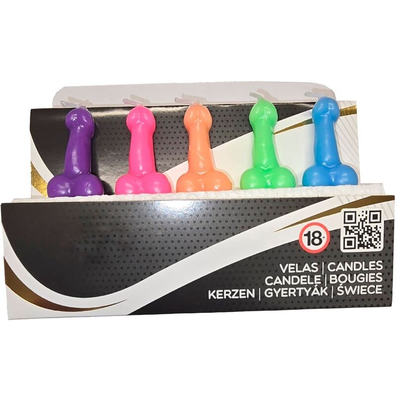 DIABLO PICANTE CAJA 5 VELAS FORMA PENE DIFERENTES COLORES
