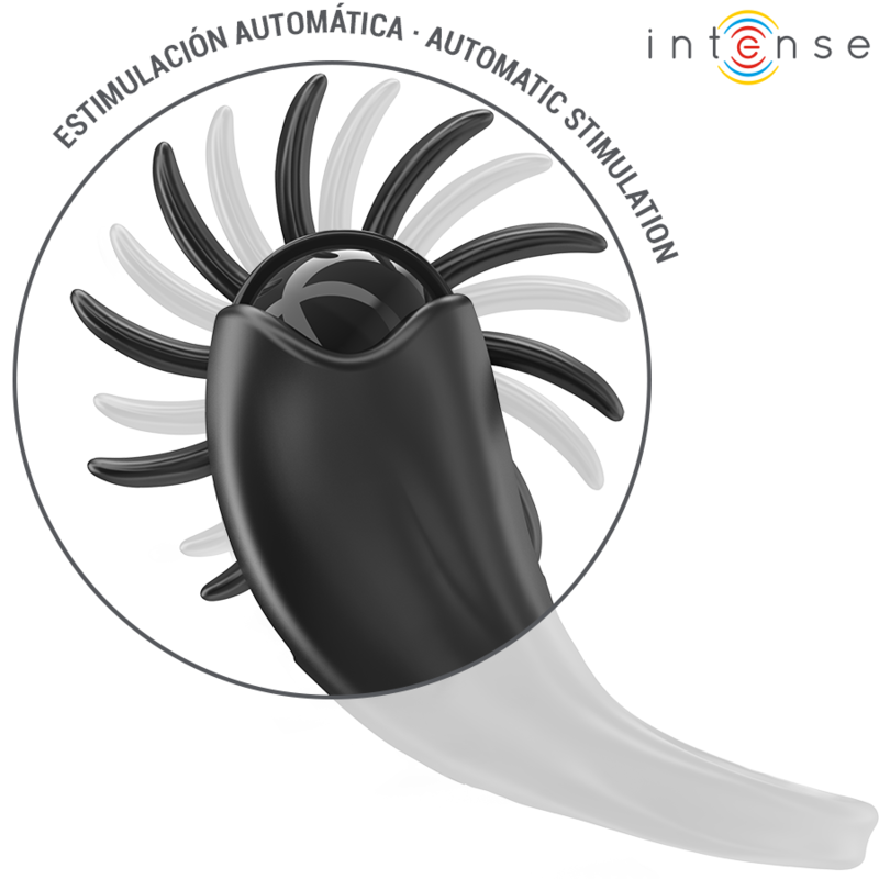 INTENSE MABEL ANILLO VIBRADOR 10 VIBRACIONES CON ESTIMULADOR DE CLaTORIS NEGRO