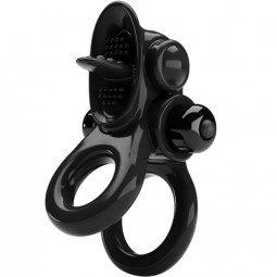 PRETTY LOVE PASSIONATE RING DOBLE ANILLO VIBRADOR ESTIMULADOR CLaTORIS NEGRO