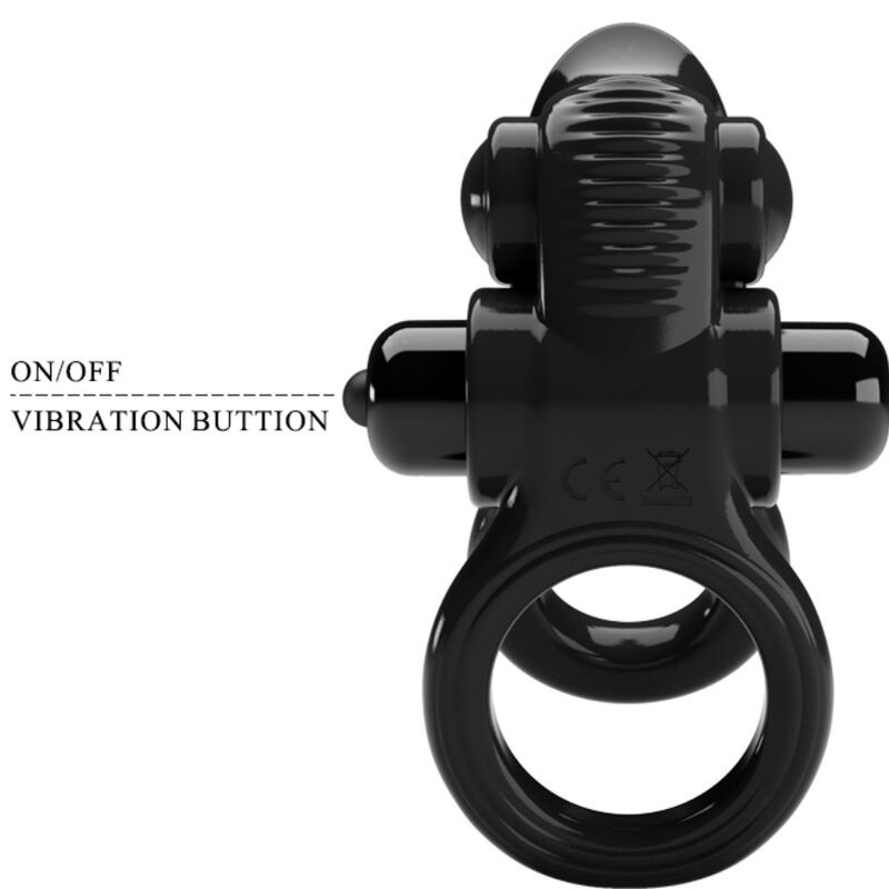 PRETTY LOVE PASSIONATE RING DOBLE ANILLO VIBRADOR ESTIMULADOR CLaTORIS NEGRO