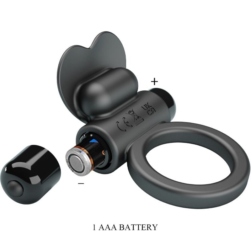 PRETTY LOVE DEBONAIRE ANILLO VIBRADOR CONEJO 10 VIBRACIONES NEGRO