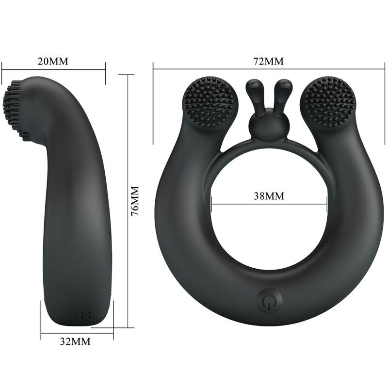 PRETTY LOVE DAHLIA ANILLO VIBRADOR ESTIMULADOR DE CLaTOIS 12 VIBRACIONES NEGRO