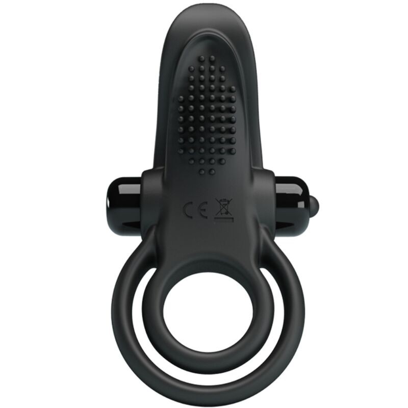 PRETTY LOVE DOBLE ANILLO VIBRADOR ESTIMULADOR CLaTORIS 10 VIBRACIONES NEGRO