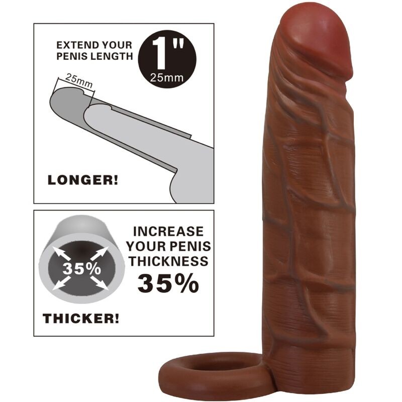 PRETTY LOVE KAILE FUNDA PARA PENE CON EXTENSIaN DE 25 CM MULATO