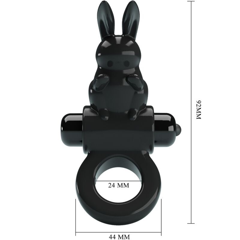 PRETTY LOVE EXCITING RING ANILLO VIBRADOR RABBIT 10 VIBRACIONES NEGRO