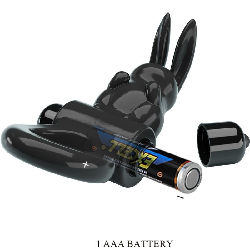 PRETTY LOVE EXCITING RING ANILLO VIBRADOR RABBIT 10 VIBRACIONES NEGRO
