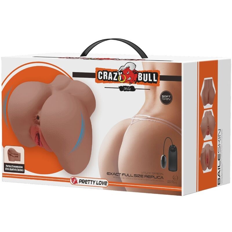 CRAZY BULL MILA TRASERO VIBRADOR CON VAGINA Y ANO REALaSTICO NATURAL CONTROL REMOTO