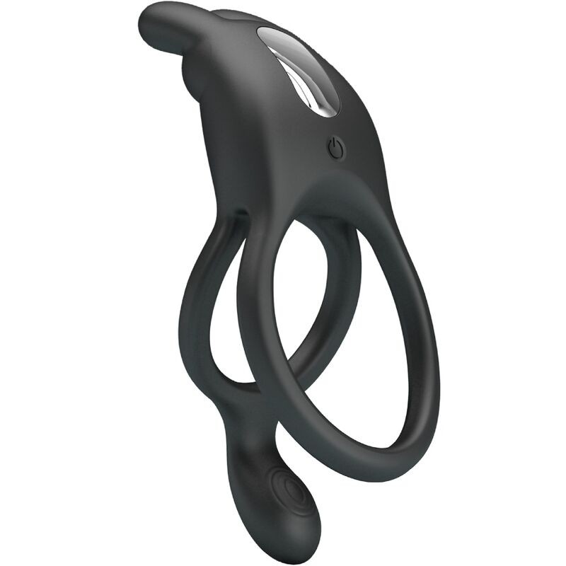 PRETTY LOVE SETH DOBLE ANILLO VIBRADOR RABBIT 7 VIBRACIONES NEGRO