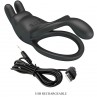 PRETTY LOVE SETH DOBLE ANILLO VIBRADOR RABBIT 7 VIBRACIONES NEGRO