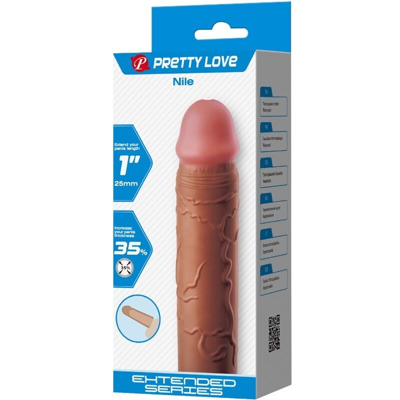 PRETTY LOVE NILE FUNDA PARA PENE CON EXTENSIaN DE 25 CM MULATO