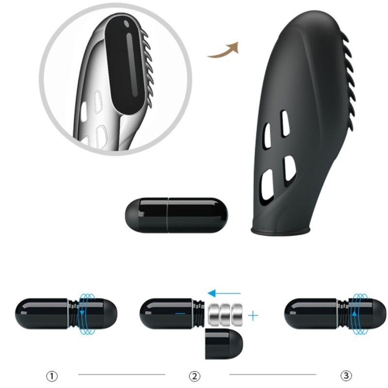 PRETTY LOVE GILO VIBRADOR DE DEDO SILICONA NEGRO