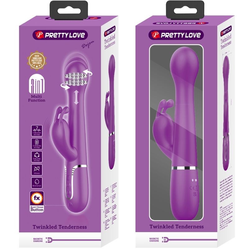 PRETTY LOVE DEJON VIBRADOR RABBIT MULTIFUNCIaN 3 EN 1 MORADO