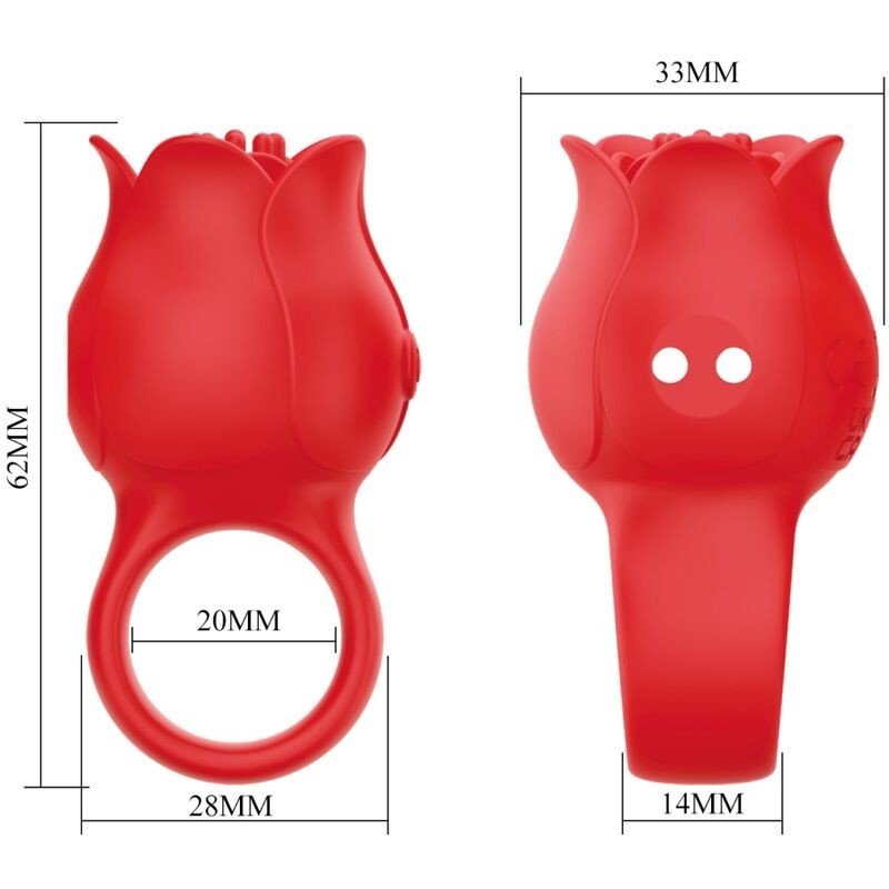 PRETTY LOVE JAE VIBRADOR DE DEDO FORMA DE ROSA 10 VIBRACIONES ROJO