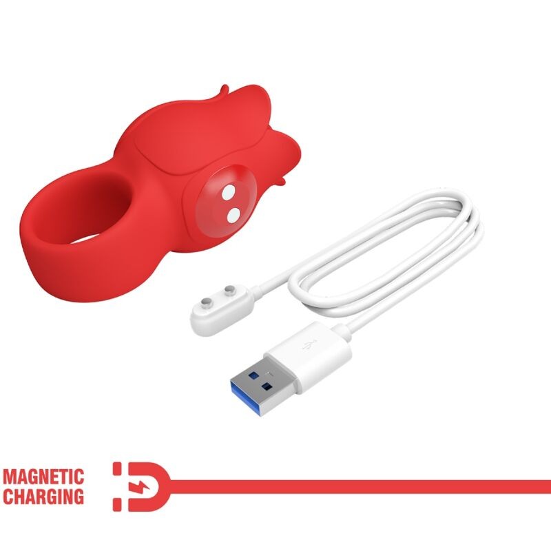 PRETTY LOVE JAE VIBRADOR DE DEDO FORMA DE ROSA 10 VIBRACIONES ROJO