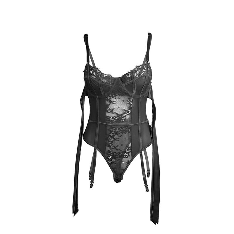 SUBBLIME 955496 BODY DE ENCAJE CON LAZOS Y LIGAS NEGRO S M