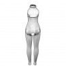 SUBBLIME 951801 BODYSTOCKING CROTCHLESS DE REJILLA Y ENCAJE CON CUELLO ALTO NEGRO TALLA aNICA