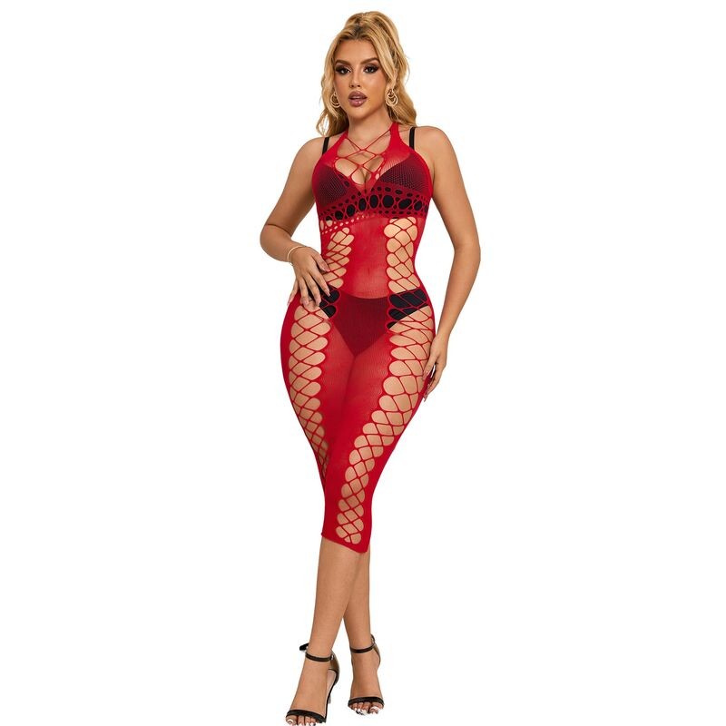SUBBLIME 952327 VESTIDO DE REJILLA LARGO ROJO TALLA aNICA
