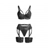 SUBBLIME 955236 SET SUJETADOR CON LIGUERO BONDAGE NEGRO S M