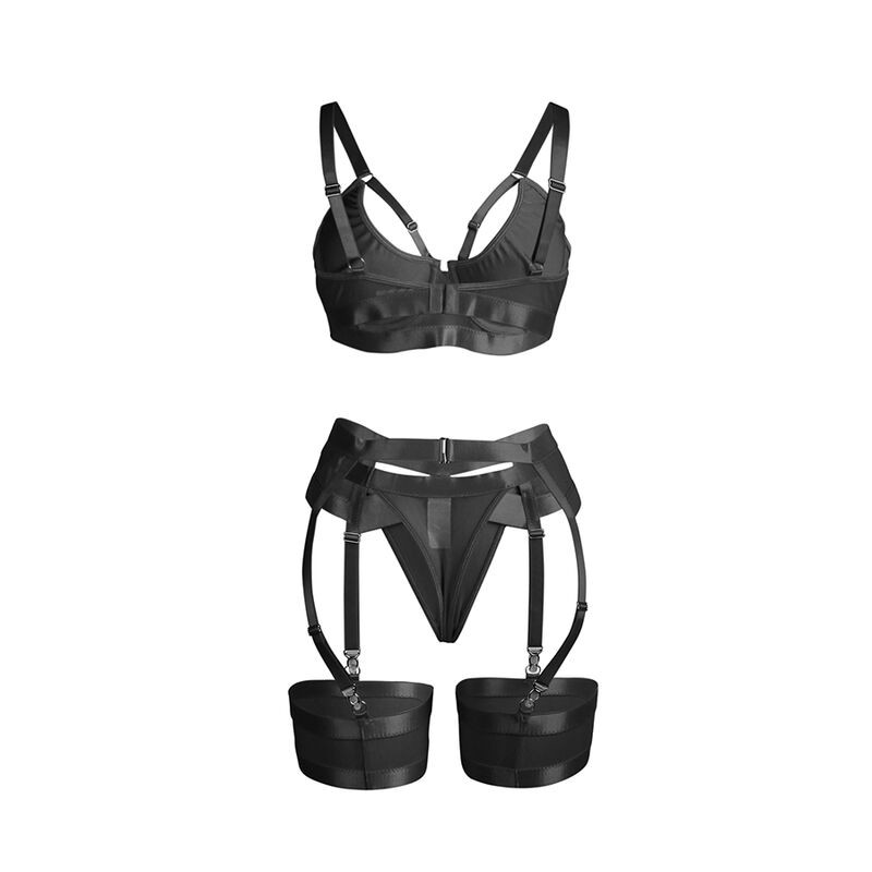 SUBBLIME 955236 SET SUJETADOR CON LIGUERO BONDAGE NEGRO S M