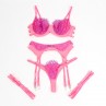 SUBBLIME 955359 SET SUJETADOR CON ENCAJE Y LIGUEROS ROSA Y MORADO S M