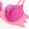 SUBBLIME 955359 SET SUJETADOR CON ENCAJE Y LIGUEROS ROSA Y MORADO S M