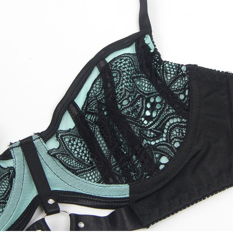 SUBBLIME 955557 CONJUNTO SUJETADOR CON CREMALLERA DE MALLA DE CHAROL VERDE S M