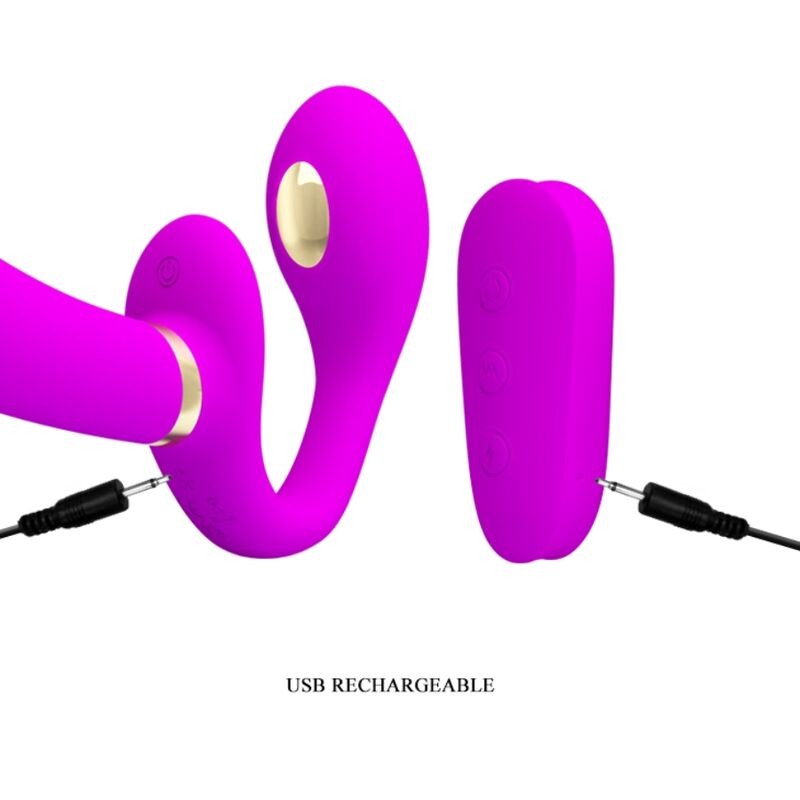 PRETTY LOVE THUNDERBIRD VIBRADOR DOBLE STRAP ON CONTROL REMOTO MORADO