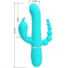 PRETTY LOVE CAMMY TRIPLE VIBRADOR RABBIT MULTIFUNCIaN 4 EN 1 AZUL
