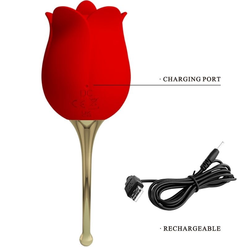 PRETTY LOVE ROSE LOVER ROSA ESTIMULADORA DE CLaTORIS 12 VIBRACIONES ROJO