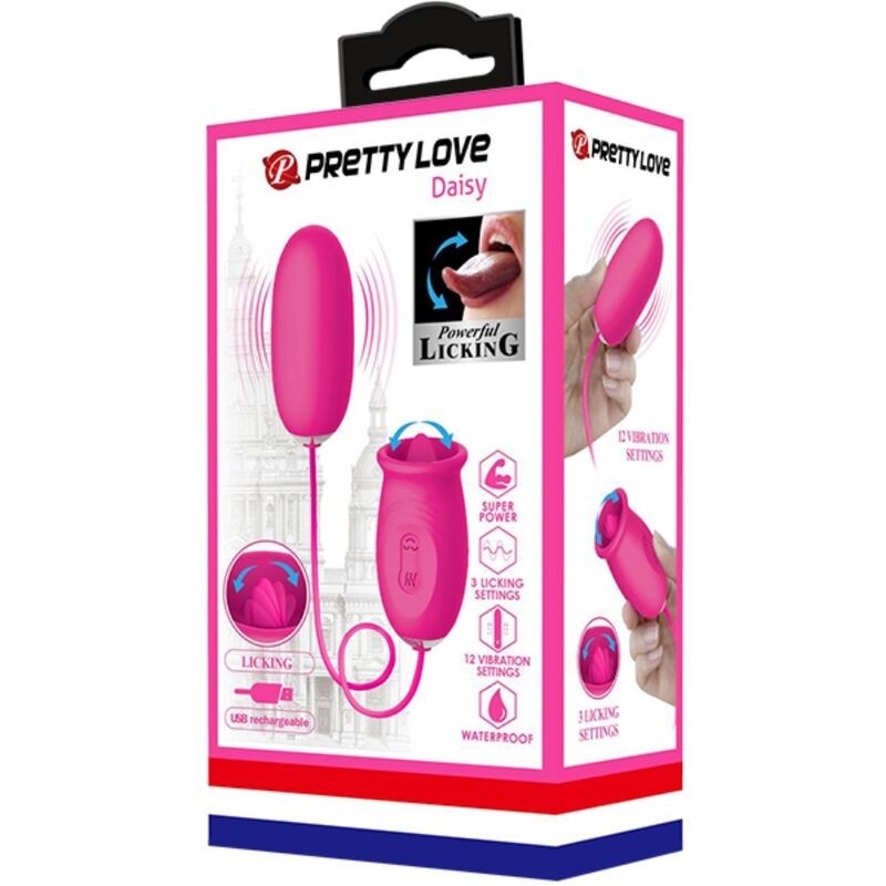 PRETTY LOVE DAISY HUEVO VIBRADOR LENGUA ESTIMULADORA DE CLaTORIS ROSA