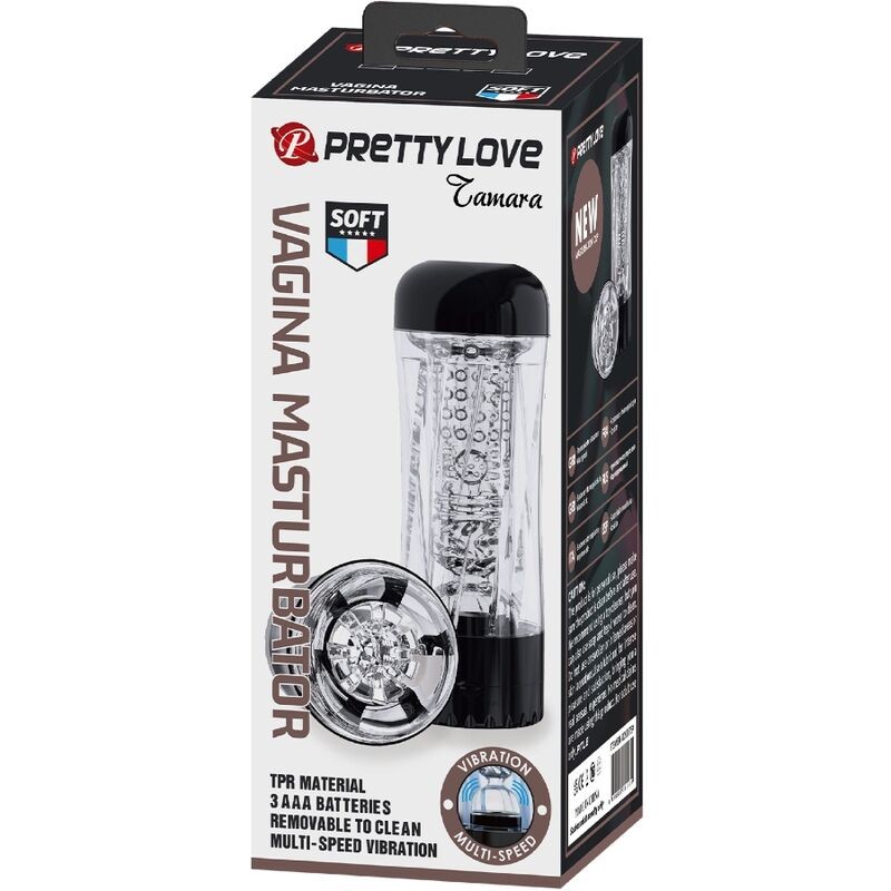 PRETTY LOVE TAMARA MASTURBADOR MASCULINO VIBRADOR MULTIVELOCIDAD NEGRO