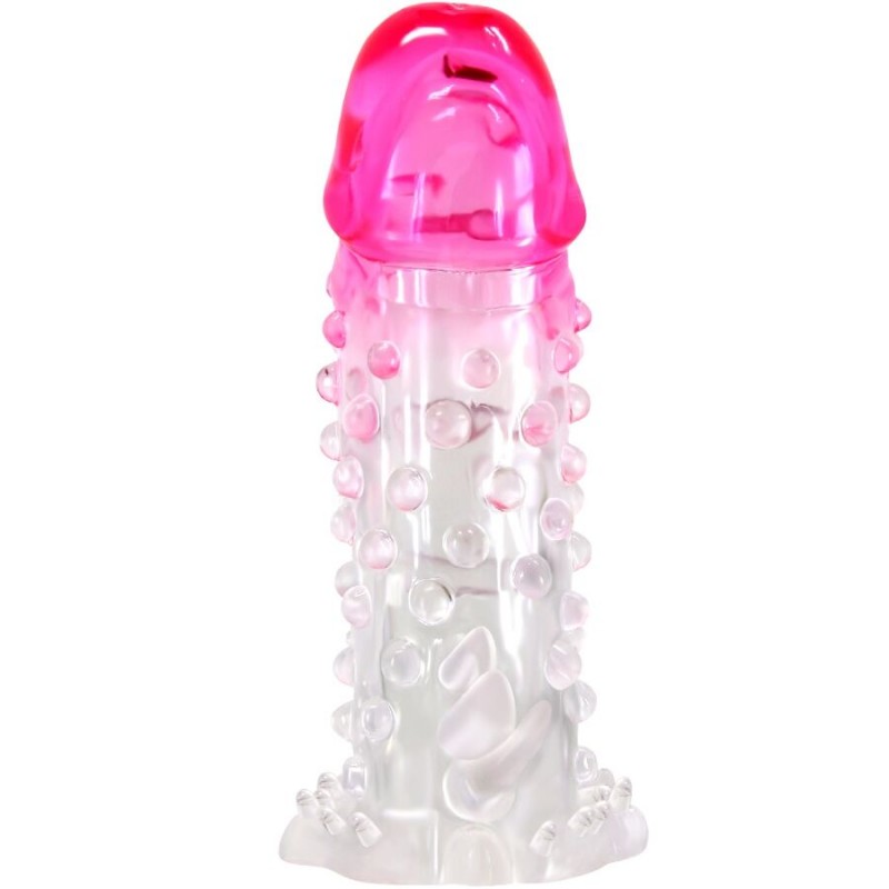 PRETTY LOVE WILFORD FUNDA REALaSTICA ALARGADORA CON RELIEVE PARA PENE ROSA