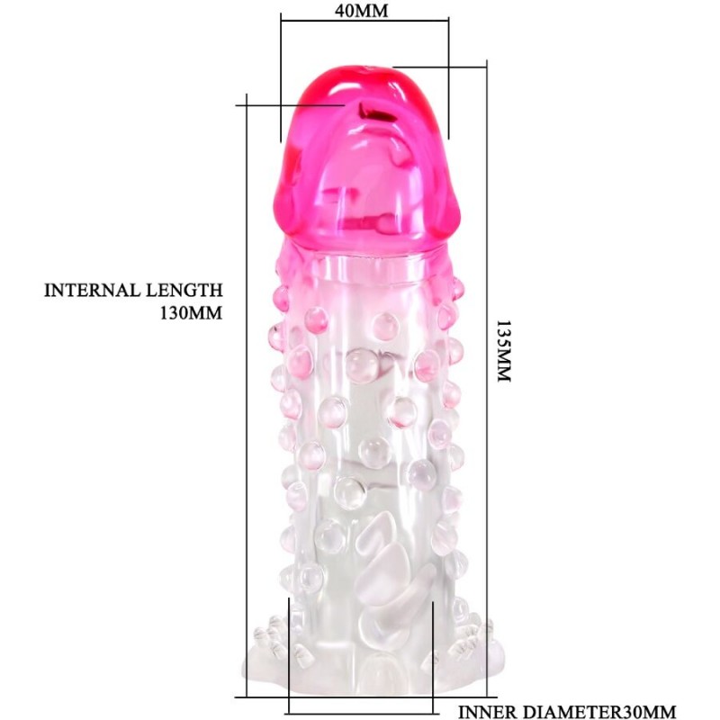 PRETTY LOVE WILFORD FUNDA REALaSTICA ALARGADORA CON RELIEVE PARA PENE ROSA