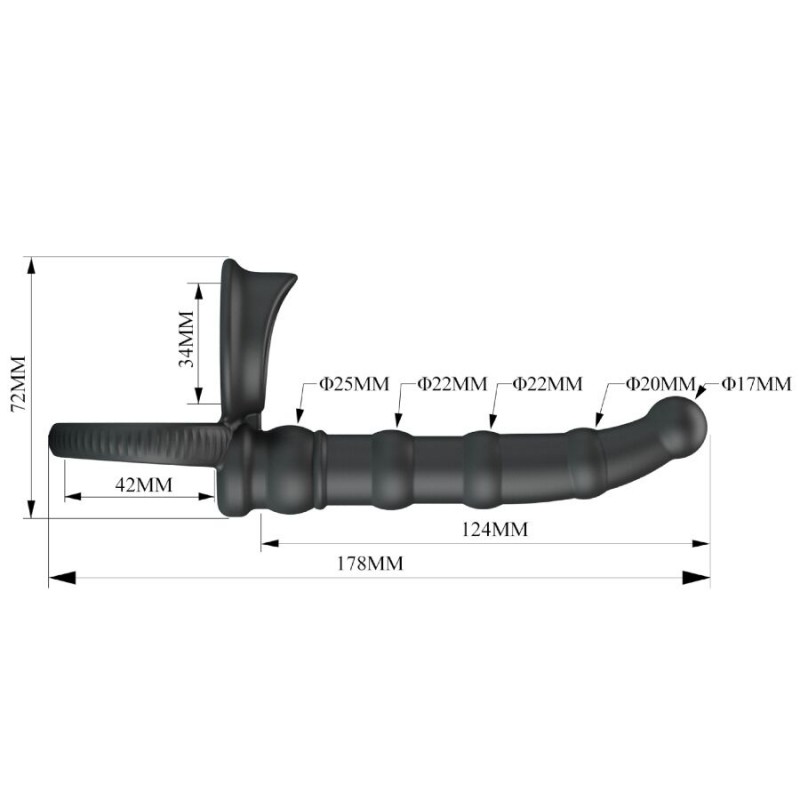 PRETTY LOVE TATUM ANILLO VIBRADOR PENE CON PLUG 10 VIBRACIONES NEGRO