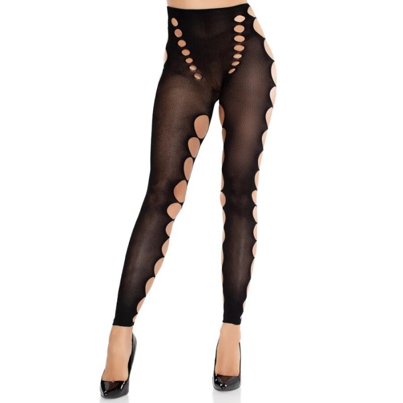 LEG AVENUE MEDIAS OPACAS SIN COSTURAS CON CORTE EN LOS PIES NEGRO