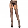 LEG AVENUE MEDIAS DE ENCAJE CON CRUZ Y PORTALIGAS NEGRO