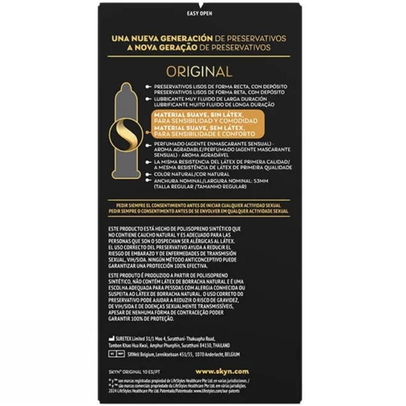SKYN PRESERVATIVO ORIGINAL SENSACIaN NATURAL 10 UNIDADES