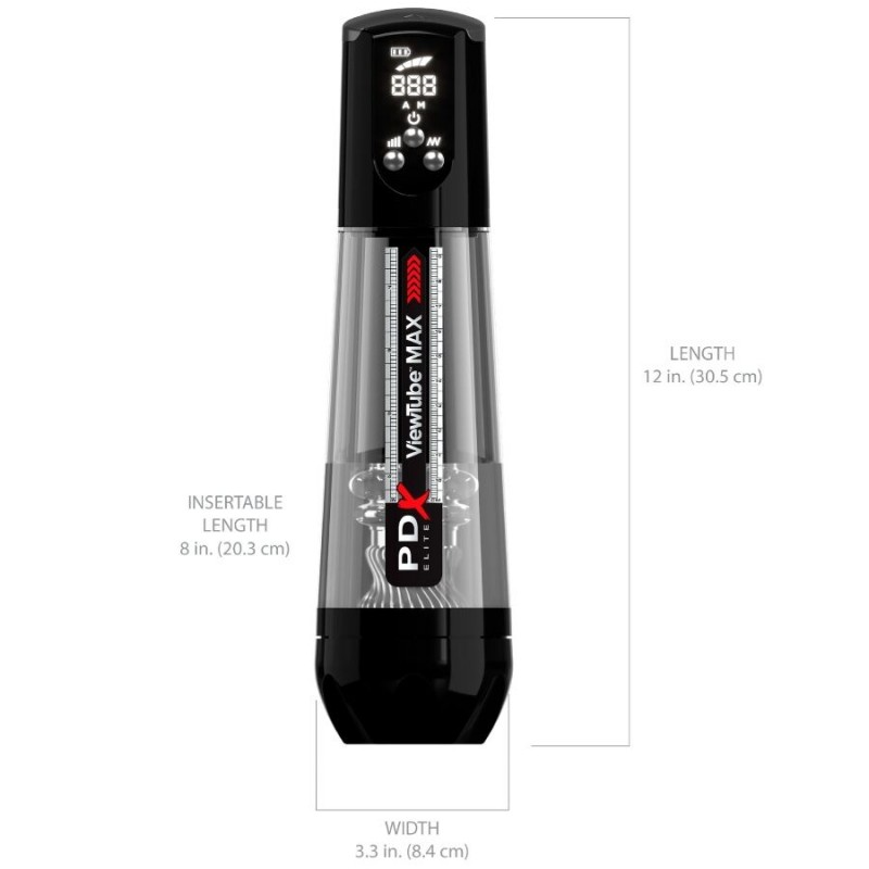 PDX ELITE VIEWTUBE MAX VIEW MASTURNADOR AUTOMaTICO CON SUCCIaN TRANSPARENTE