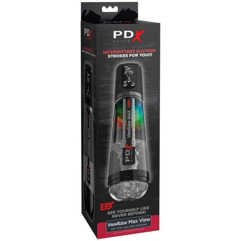 PDX ELITE VIEWTUBE MAX VIEW MASTURNADOR AUTOMaTICO CON SUCCIaN TRANSPARENTE