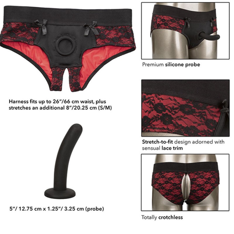 CALEXOTICS SCANDAL SET DE BRAGUITAS SIN ENTREPIERNAS CON DILDO TALLA S M