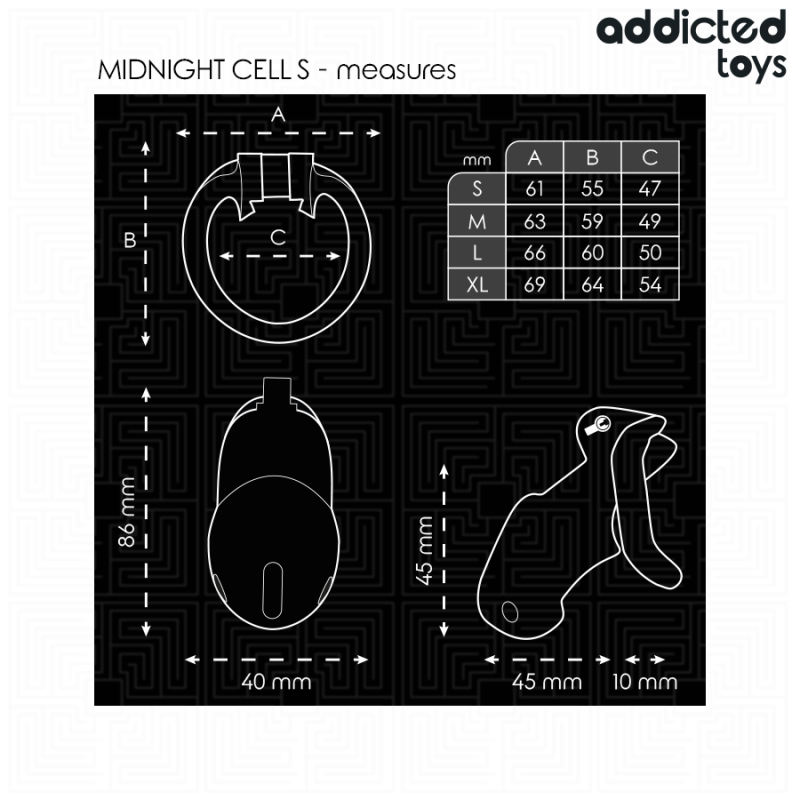 ADDICTED TOYS LOCKED MINDNIGHT CELL JAULA PARA PENE TALLA S 48 CM