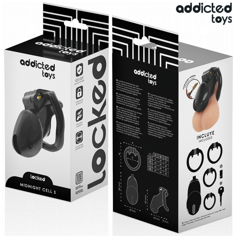 ADDICTED TOYS LOCKED MINDNIGHT CELL JAULA PARA PENE TALLA S 48 CM