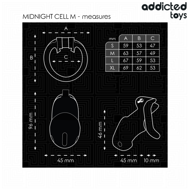 ADDICTED TOYS LOCKED MINDNIGHT CELL JAULA PARA PENE 42 CM TALLA M