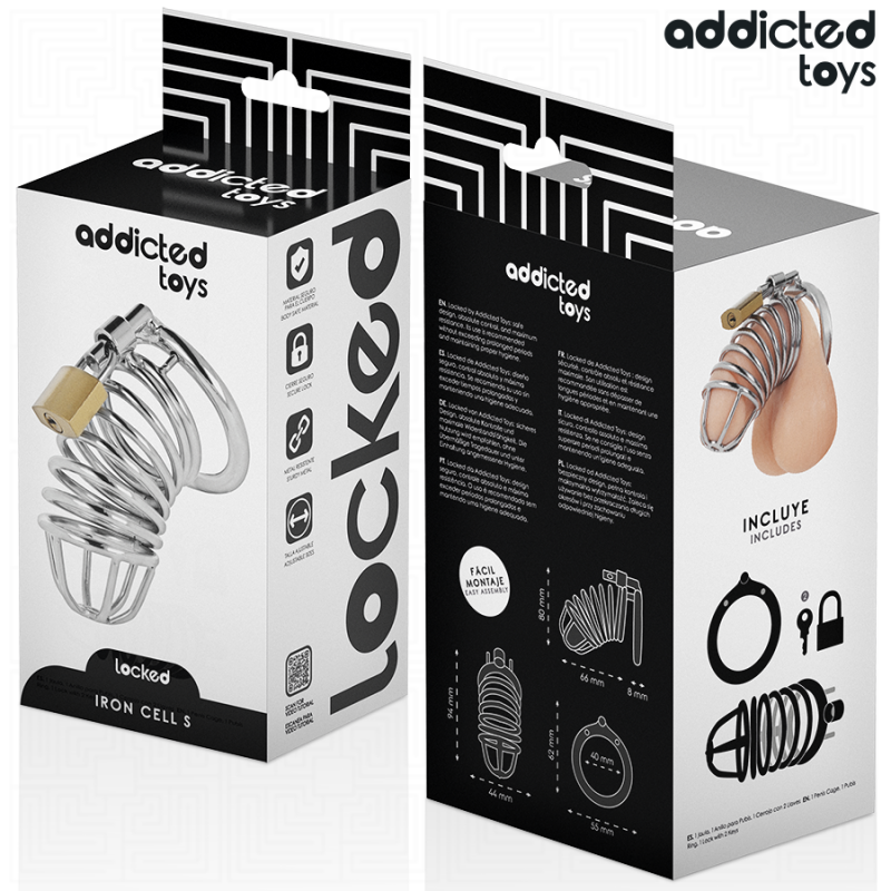 ADDICTED TOYS LOCKED IRON CELL JAULA PARA PENE DE METAL 4 CM TALLA S