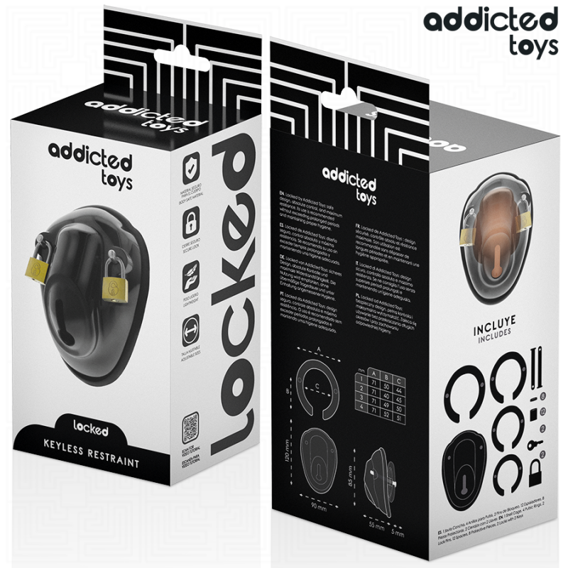 ADDICTED TOYS LOCKED KEYLESS RESTRAINT JAULA PARA PENE 115 CM